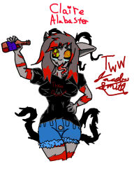 blush body_markings demon drunk glowing glowing_eyes text rating:safe score: user:twitch'swickedworld