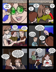 bald brown_hair comic everfire glasses glowing glowing_eyes green_eyes heterosexual hypnotic_accessory incest long_hair magic mother_and_son short_hair shota spiral_eyes symbol_in_eyes text rating:Questionable score:9 user:Anon_3.141