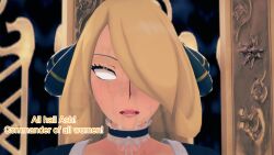 blonde_hair clothed covered_with_cum cum cum_on_body cum_on_face cynthia dialogue empty_eyes english_text expressionless female_only femsub hair_covering_one_eye maid mantra mustardsauce pokemon pokemon_(anime) solo text white_eyes whitewash_eyes rating:Explicit score:0 user:Bootyhunter69