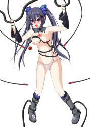 bezunamin black_hair blush breasts cameltoe hyperdimension_neptunia noire panties red_eyes tears topless torn_clothes twintails underwear rating:Explicit score:14 user:hypno