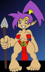 barefoot breasts elf_ears female_only femsub happy_trance large_breasts long_hair ponytail purple_hair shantae shantae_(series) smile solo western whitewash_eyes zombifier rating:Questionable score:12 user:Zombifier