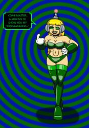 absurdres antenna blonde_hair breasts fembot femsub green_eyes happy_trance headphones large_breasts latex lipstick long_hair maledom open_mouth original robot robot_girl supertechno324 symbol_in_eyes tech_control text trance_(silver) rating:Questionable score:18 user:SuperTechno324