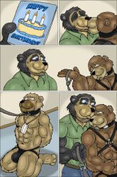 bare_legs bear_boy collar comic cyberklaw furry happy_trance harness kissing kneeling leash male_only maledom malesub multiple_boys muscle_boy necklace original spiral_eyes symbol_in_eyes text topless underwear yaoi rating:Questionable score:5 user:Hypnorgasm