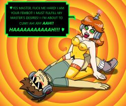 ahegao antenna blush boots breasts cleavage cowgirl_position cum dialogue erect_nipples fembot femsub happy_trance headphones heart heart_eyes heterosexual hypnotic_accessory large_breasts latex leotard lying maledom nintendo on_back open_mouth original penis princess princess_daisy pussy pussy_juice red_hair robotization sex short_hair smile spiral_eyes super_mario_bros. supertechno324 supertechno324_(character) symbol_in_eyes tech_control text thigh_boots thighhighs vaginal rating:Explicit score:38 user:SuperTechno324