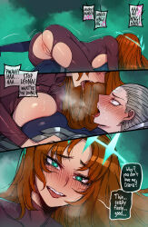 ass blush comic corruption diana_(lol) english_text female_only femsub french_kiss green_eyes grey_hair heart heart_eyes hypnotized_dom hypnotized_hypnotist kissing league_of_legends leona_(lol) long_hair open_mouth pussy ratatatat74 red_hair ruination speech_bubble spit_trail sweat symbol_in_eyes text tongue tongue_out torn_clothes viego_(league_of_legends) yuri rating:Explicit score:214 user:RedCollarBlackCollar