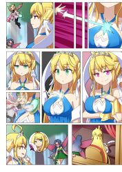 ahoge bare_legs bare_shoulders blonde_hair blue_eyes blue_hair bracelet breasts chair chelle_(dragalia_lost) chin_hold cleavage comic corruption crown cygames dragalia_lost dress empty_eyes etlabsotwe evil_smile expressionless eyeshadow fairy female_only femdom femsub floating green_eyes happy_trance holding_breasts hypnotized_dom jewelry large_breasts liling_(bluenayru) long_hair looking_at_viewer multicolored_hair multiple_subs nintendo open_mouth original outdoors pink_eyes pink_hair possession pream_(hypnolandom) princess red_eyes sitting smile smug speech_bubble wings zethia rating:Questionable score:108 user:Etlabsotwe