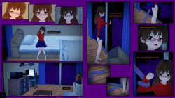 3d altered_perception barefoot bed brown_eyes brown_hair comic dialogue doa empty_eyes femsub glasses koikatsu! maledom nozomi_akemi penlight sleepy tentacles text rating:Questionable score:21 user:Angela_DeMille