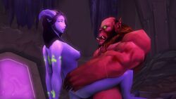 3d animated animated_gif beard black_hair body_control bottomless bouncing_breasts breasts dead_source draenei elf_ears fangs femsub horns large_breasts long_hair magic maledom muscle_boy nude open_mouth orc_(warcraft) orc_boy penis purple_skin red_skin rexx sex tattoo topless tusks warcraft world_of_warcraft rating:Explicit score:8 user:Mesmer