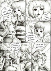 bee_girl breasts bug_girl chin_hold comic dazed elf elf_ears expressionless female_only happy_trance honey justsketchingviolets large_breasts original smile text traditional rating:Safe score:24 user:JustSketchingViolets