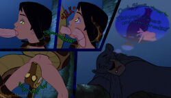 bagheera bare_legs bestiality black_hair bottomless comic cunnilingus dark_skin deepthroat deliciousmancub disney fellatio femsub kaa kaa_eyes long_tongue maledom nude oral panther_boy penis shanti snake snake_boy text the_jungle_book thought_bubble topless x-ray rating:Explicit score:24 user:Hypnorgasm