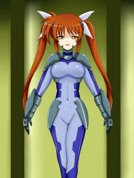 breasts ebako evil_smile large_breasts magical_girl_lyrical_nanoha nanoha_takamachi ring_eyes smile symbol_in_eyes twintails rating:Questionable score:10 user:IDPet