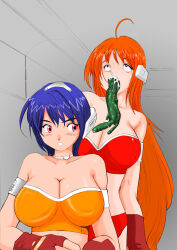 blue_hair breasts drool empty_eyes femsub hypnotic_tentacle large_breasts long_hair parasite red_hair short_hair tentacle_in_mouth tentacles thighhighs topless underwear rating:Questionable score:22 user:hypno