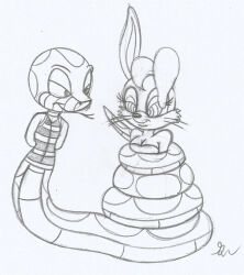  breasts bunnie_rabbot bunny_girl coils femsub furry kaa_eyes lol20 maledom monochrome original sketch smile snake sonic_the_hedgehog_(series) tongue tongue_out  rating:safe score: user:demonsnake55