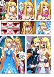 ahoge bare_shoulders blonde_hair blue_hair breasts chelle_(dragalia_lost) cleavage comic corruption cosplay crown cygames dragalia_lost dress empty_eyes etlabsotwe evil_smile expressionless eyeshadow fairy fate/grand_order fate_(series) female_only femdom femsub glasses gloves green_eyes groping happy_trance holding_breasts hypnotized_assistant hypnotized_dom hypnotized_hypnotist incest large_breasts liling_(bluenayru) looking_at_viewer looking_back multicolored_hair multiple_girls multiple_subs nintendo opera_gloves original pink_eyes possession pream_(hypnolandom) princess red_eyes royalty sisters smile smug speech_bubble sub_on_sub text wings yuri zethia rating:Explicit score:171 user:Etlabsotwe