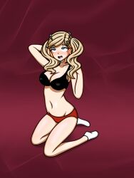 ann_takamaki blonde_hair blush bra brain_injection breasts cleavage drool empty_eyes eye_roll female_only femsub happy_trance httpwwwcom hypnotic_accessory kneeling large_breasts long_hair panties persona_(series) persona_5 solo tech_control twintails underwear rating:Questionable score:167 user:TheGoodShank