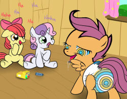 animals_only apple_bloom diaper drool femsub happy_trance hypnotic_accessory kaa_eyes kraudian_(manipper) loli my_little_pony open_mouth scootaloo sweetie_belle rating:Questionable score:8 user:Kraudian