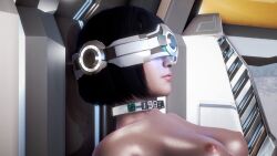 3d black_hair breasts collar female_only femsub glowing honey_select_2 hypnotic_accessory short_hair solo tech_control torab visor rating:Questionable score:9 user:VortexMaster