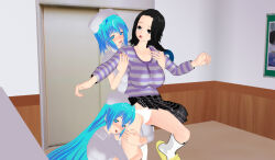 3d 3d_custom_girl black_hair blue_eyes blue_hair blush femsub happy_trance long_hair multiple_girls original panties resisting symbol_in_eyes tears underwear rating:Questionable score:9 user:Sleepyhead97