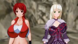 3d altered_perception blonde_hair breasts chelsea_(mc_trap_town) empty_eyes green_eyes happy_trance huge_breasts kamen_writer_mc mc_trap_town red_eyes red_hair rina_(mc_trap_town) screenshot xlmpth rating:Safe score:27 user:Xlmpth