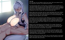 amano_don azur_lane belfast_(azur_lane) breasts caption caption_only cleavage femdom forced_orgasm headdress huge_breasts hypnotic_eyes maid male_pov malesub manip orgasm overlordmiles_(manipper) paizuri pov pov_sub text white_hair rating:Explicit score:87 user:OverlordMiles