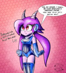 absurdres ameerashourdraws doll dragon_girl drone fembot femsub freedom_planet furry gloves horns latex ponytail sash_lilac tagme text rating:Questionable score:40 user:QueenNeptunia