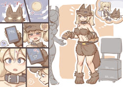 absurdres blonde_hair breasts collar comic costume drool femsub living_costume midriff mokushi-c3 moon_trigger original right_to_left werewolf werewolf_girl rating:Questionable score:74 user:Hypnorgasm