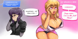 before_and_after bimbofication blonde_hair bluetheboo brain_drain breast_expansion breasts dialogue femsub ghost_in_the_shell happy_trance large_breasts motoko_kusanagi pink_eyes purple_hair tech_control text rating:questionable score: user:butterball