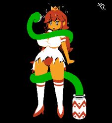  black_background female_only femsub harvestman_here hypnotic_tentacle long_hair nintendo orange_hair pixel_art princess_peach solo super_mario_bros. tentacles  rating:questionable score: user:zzzzzulu