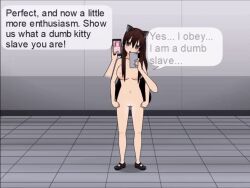 animated animated_gif black_hair blush bottomless bra breasts brown_hair cat_ears cat_girl empty_eyes femsub finger_snap humor hypnomaid20 hypnomaid20_(manipper) hypnotic_app kisekae long_hair looking_at_viewer maid male_pov maledom nude original pov pov_dom pussy resisting sleepy tech_control text topless underwear rating:Explicit score:37 user:Hypnomaid20