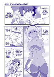 blush breasts cameltoe comic covering embarrassed exhibitionism fate/grand_order fate_(series) femsub fingerless_gloves hair_band hard_translated hassan_of_serenity_(fate) magic magic_tattoo maledom midriff monochrome morinagalemonad panties ritsuka_fujimaru short_hair simple_background speech_bubble tears text thigh_gap topless wholesome rating:Questionable score:51 user:BugmenotEncore