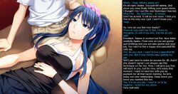 caption empty_eyes expressionless femsub hand_on_head long_hair magic maledom manip misterman4_(manipper) ponytail text the_fruit_of_grisaia rating:safe score: user:misterman4