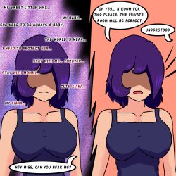 age_regression blue_hair breasts idpet original purple_hair rena_(niceguy) tagme text xiana_(niceguy) rating:Questionable score:8 user:IDPet