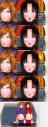 3d absurdres black_hair blue_eyes breasts cleavage comic costume custom_maid_3d_2 dialogue femsub halloween izumi_(made_to_order) kamen_writer_mc large_breasts makeup midriff multiple_girls multiple_subs orange_eyes orange_hair pink_lipstick purple_lipstick rika_(made_to_order) ring_eyes standing standing_at_attention tech_control text translated zombie_walk rating:Questionable score:11 user:Fushigiball