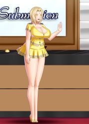 blonde_hair bluebullpen breasts cleavage femdom femsub glowing glowing_eyes happy_trance high_heels huge_breasts lipstick long_hair milf nail_polish naruto_(series) ponytail sandals standing standing_at_attention symbol_in_eyes toenail_polish tsunade yellow_eyes rating:Questionable score:72 user:daveyboysmith9