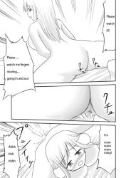 all_fours blush bottomless breasts comic dazed femsub greyscale hard_translated kan_no_koori kneeling large_breasts long_hair masturbation monochrome nude orgasm original pussy pussy_juice squirting text top-down_bottom-up topless translated rating:Explicit score:15 user:hypno