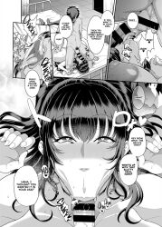 ahegao blowjob_face bottomless breasts cell_phone comic empty_eyes expressionless fellatio greyscale hard_translated heart huge_breasts kissing licking milf monochrome nude nurse oral penis ponytail scientist sex sonobe_ayako symbol_in_eyes tagme tawara_hiryuu text topless translated rating:Explicit score:6 user:L12@