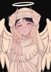 alternate_form angerart black_clover black_hair blue_eyes dress empty_eyes femsub halo horns lily_aquaria purification spoilers wings rating:questionable score: user:ultimate52