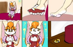  breasts brown_eyes bunny_girl comic dr._chaos feet furry orange_hair sitting sketch sonic_the_hedgehog_(series) toe_ring vanilla_the_rabbit  rating:questionable score: user:skronthesecond