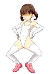 boots breasts brown_hair corruption expressionless femsub gloves haigure leotard loli nanako_dojima opera_gloves persona_(series) persona_4 simple_background small_breasts spread_legs thigh_boots twintails yellow_eyes rating:Questionable score:15 user:Sleepyhead97