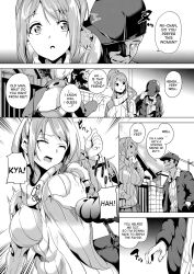 breasts comic date femsub greyscale groping hard_translated hat large_breasts long_hair maledom monochrome original ponytail smile sweater text translated rating:Questionable score:6 user:Mattlau04