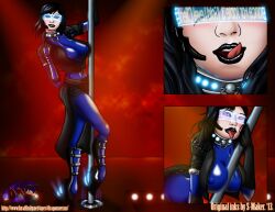 black_hair bodysuit breasts cleavage collar commander_shepard dragonnexus_(colorist) erect_nipples femsub high_heels large_breasts latex mass_effect open_mouth pole_dancing re-maker short_hair tech_control text tongue tongue_out visor rating:Questionable score:42 user:Dongolian