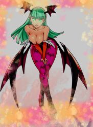  breasts capcom cleavage danni68_(manipper) darkstalkers demon_girl femdom green_hair hypnotic_eyes kaa_eyes manip monster_girl morrigan_aensland optionaltypo succubus wings  rating:safe score: user:danni68