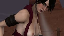 3d absurdres arm_bands black_hair breasts dragon_age female_only femsub green_eyes hypnotic_smell hypnotic_smoke large_breasts morrigan_(dragon_age) motor_mania nipples open_clothes ring_eyes smell witch