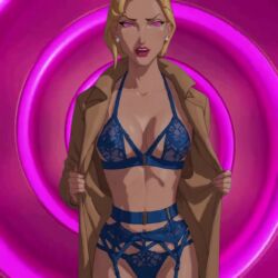 ai_art animated animated_eyes_only atlantis_the_lost_empire blonde_hair bra braid breasts cleavage disney fantasyai female_only femsub garter_belt green_eyes helga_sinclair hourglass_figure lingerie lipstick long_hair looking_at_viewer manip mole navel open_clothes panties ponytail presenting solo symbol_in_eyes thighhighs underwear video zupern0va_(manipper)