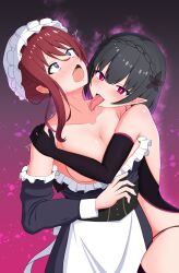  aura bite_mark black_hair blue_eyes blush breast_press brown_hair corruption drool earrings elf_ears empty_eyes eploov exposed_chest eye_roll female_only femsub gloves gradient_background hair_ornament hat hug licking long_hair looking_at_viewer maid multicolored_eyes multiple_girls multiple_subs open_clothes open_mouth opera_gloves pink_eyes red_eyes simple_background tears tongue tongue_out vampire 
