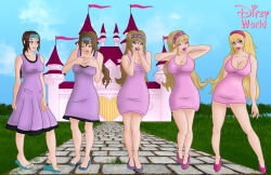 before_and_after bimbofication blonde_hair breast_expansion brown_hair buck3 female_only femsub high_heels original tagme