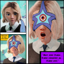  dc_comics drool gwen_stacy marvel_comics open_mouth parasite resisting spider-gwen spider-man_(series) starro 