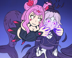 absurdres alternate_costume alternate_form aura breasts character_request cleavage corruption emerald_lazers eye_color_change female_only femdom femsub glowing hair_color_change hypnotic_magic hypnotized_dom hypnotized_hypnotist large_breasts laura_la_mer leaning_forward magic magical_girl mermaid original pink_hair precure red_eyes spiralwash_eyes tagme transformation tropical_rouge_precure