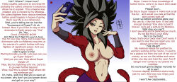  black_hair body_swap breasts caption caulifla dragon_ball dragon_ball_gt dragon_ball_super female_only femdom femsub inhus jjmayoboy_(manipper) long_hair manip open_mouth possession pov selfie smile tail text topless wink yellow_eyes 