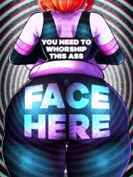 animated animated_gif ass ass_focus ass_worship bent_over clothed english_text female_only femdom hypnotic_ass meguminx_(captioner) my_hero_academia ochaco_uraraka orange_hair pentakky pov pov_sub spiral_background spiral_eyes text